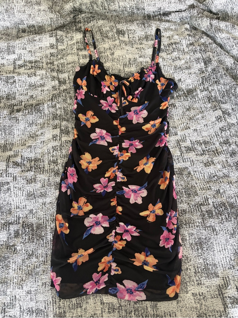 Divided H&M Black Floral Draped Dress Size Small
